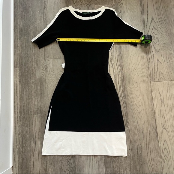 Lauren Ralph Lauren Black and White Color block Dress with Belt Size Medium - Picture 9 of 9